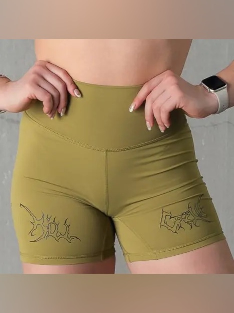 Kill Crew Apparel Porrada Series High-Waist Olive Green Women’s Active Shorts XS